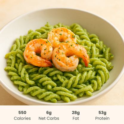 Garlic Shrimp on Keto Pesto Pasta