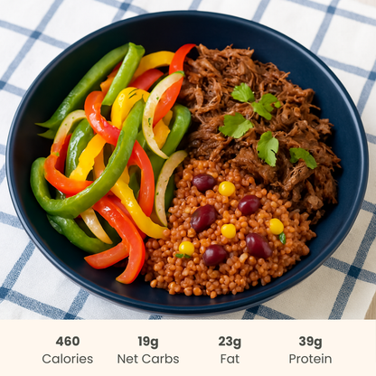 Pork Carnitas with Fajita Vegetables & Mexican Quinoa