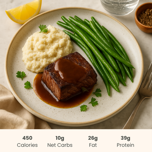 Slow Roasted Beef with Cauliflower Mash & Gravy