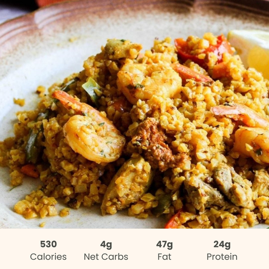 Spanish Paella Bowl on Cauliflower Rice