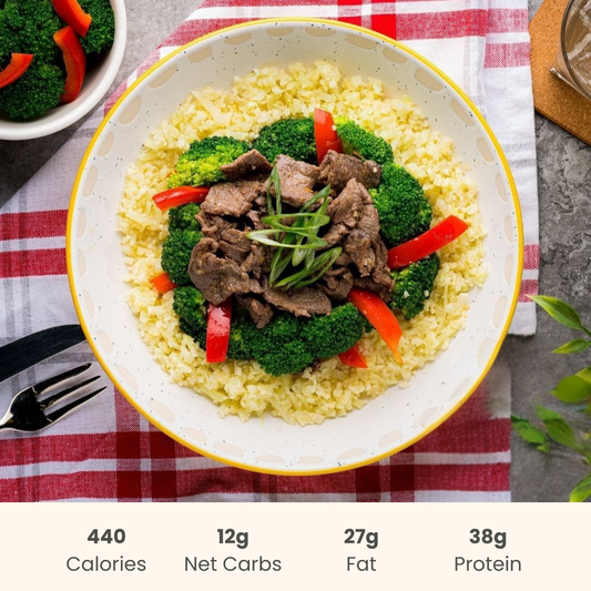 Mongolian Beef Stir Fry on Cauliflower Rice