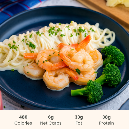 Creamy Shrimp Alfredo Pasta on Konjac Noodles