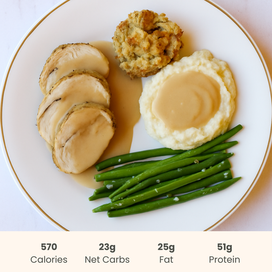 Classic Turkey Dinner with Stuffing & Mashed Potatoes
