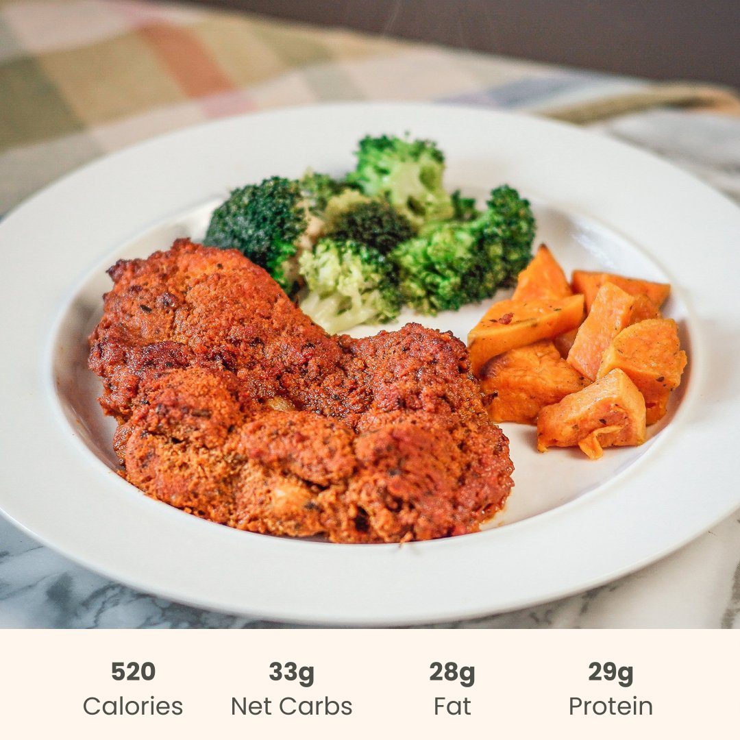 Buttermilk Fried Chicken with Sweet Potatoes & Broccoli