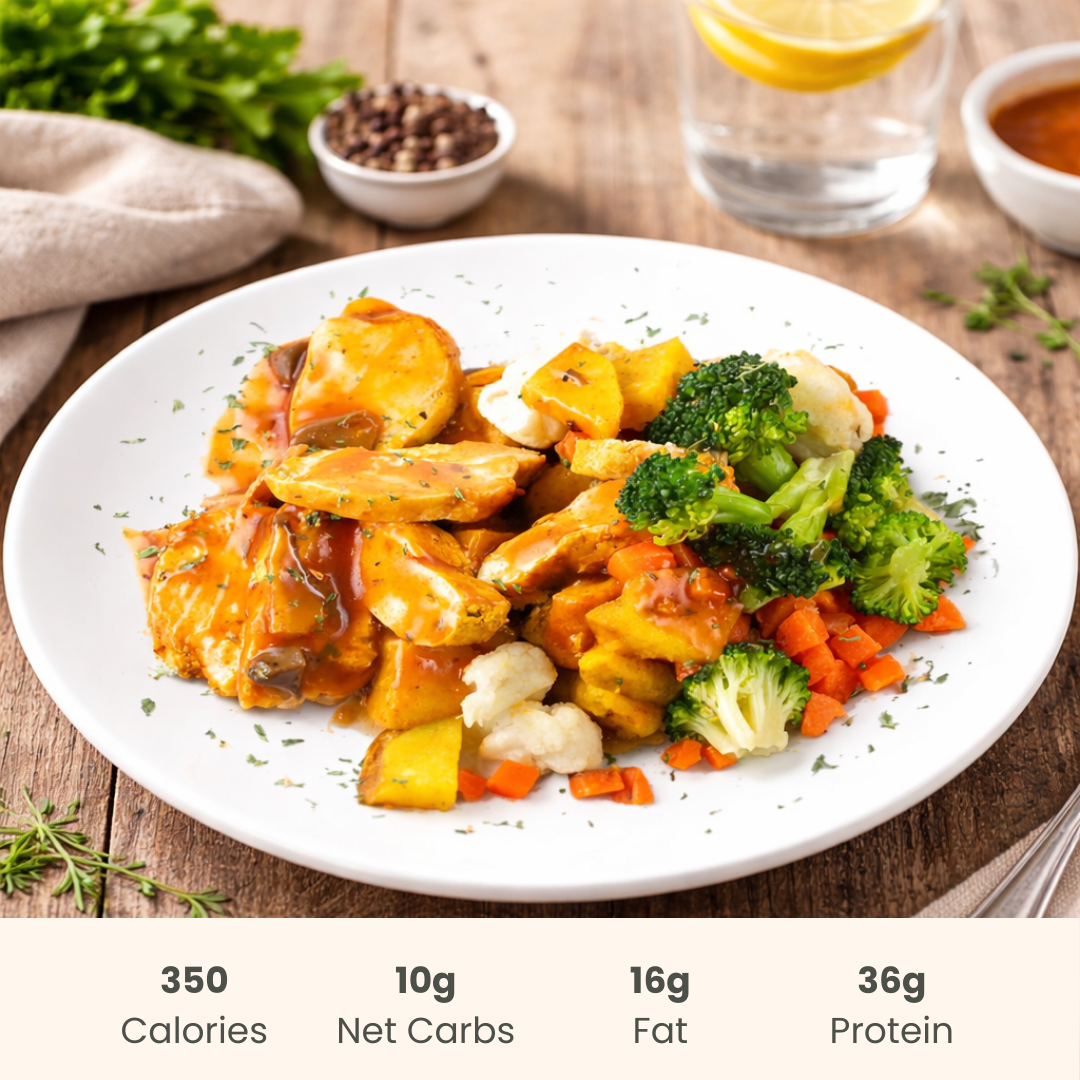 Roast Chicken with Mushroom Demi Gravy, Broccoli & Cauliflower Mash