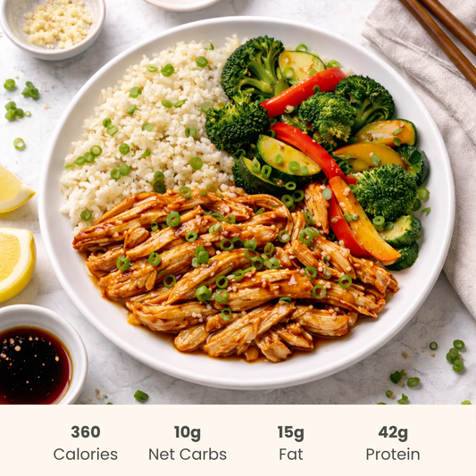 Honey Garlic Chicken with Stir-Fried Vegetables & Cauliflower Rice