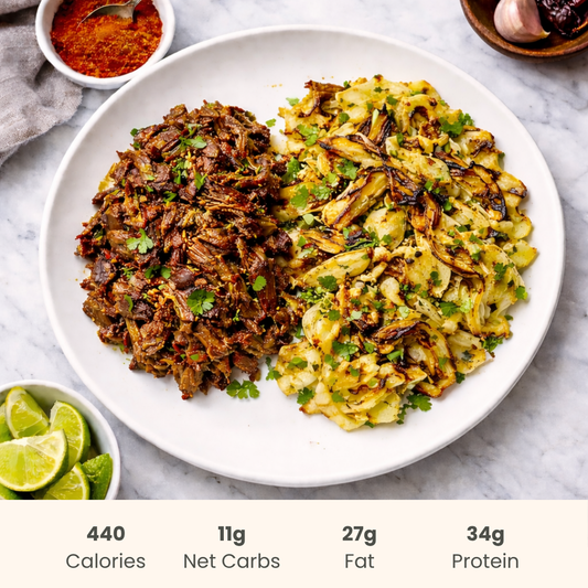 Smoky Ancho Barbacoa Shredded Beef with Roasted Cabbage