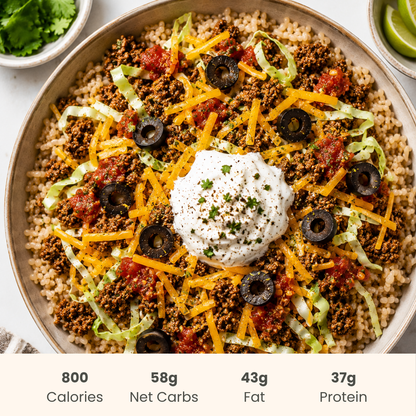 Beef Enchilada Bowl on Brown rice