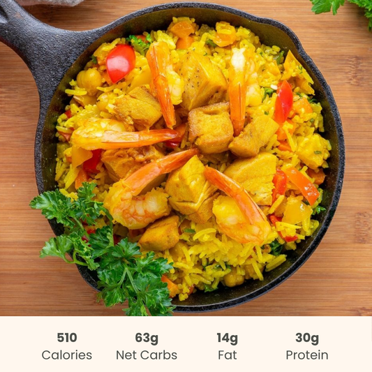 Spanish Paella Bowl On Basmati Rice
