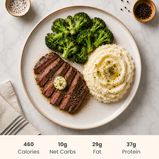 Classic Steakhouse Dinner with Broccoli & Cauliflower Mash