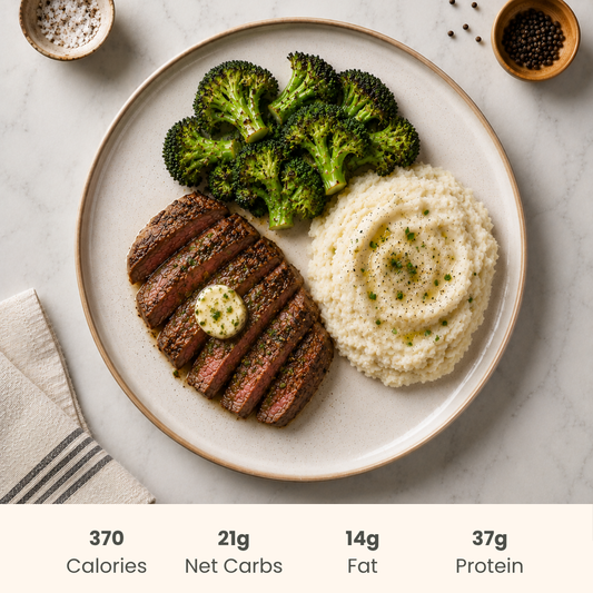 Classic Steakhouse Dinner with Broccoli & Mashed Potatoes