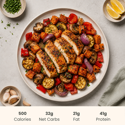 Peri Peri Chicken with Herbed Vegetables & Sweet Potatoes