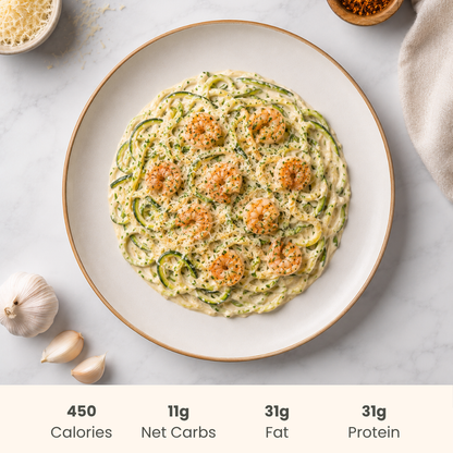 Cajun Shrimp Alfredo on Zucchini Noodles