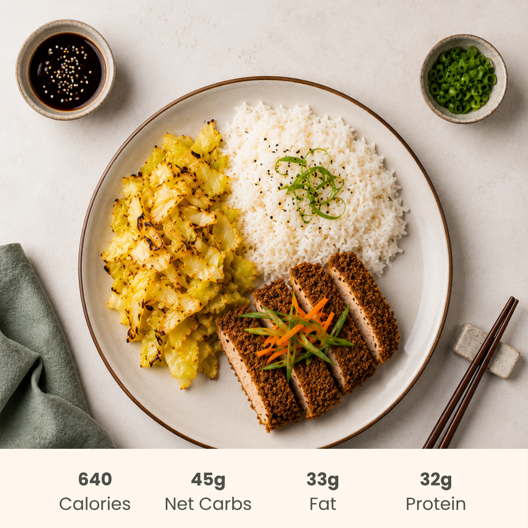 Japanese Katsu Chicken with Roasted Cabbage & Basmati Rice