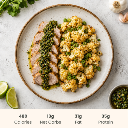 Cuban Pork Tenderloin with Chimichurri & Zesty Cauliflower