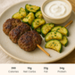 Smashed Beef Kebab & Zucchini Saute