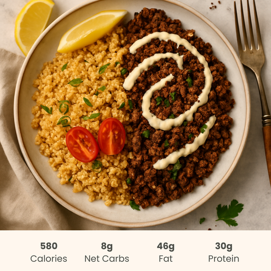 Lebanese Spiced Beef with Harissa Cauliflower Couscous