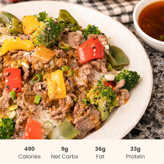 Ginger Beef Stir-Fry on Cauliflower Rice