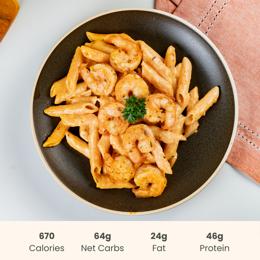 Cajun Shrimp Alfredo on Gluten-Free Protein Pasta