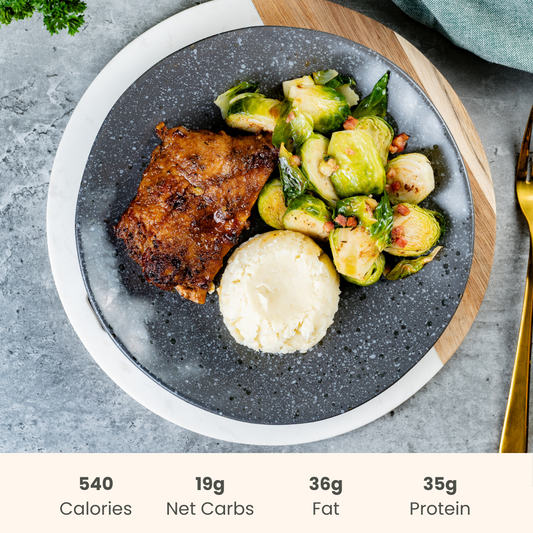 Chalet Chicken Dinner with Brussel Sprouts and Mashed Potatoes