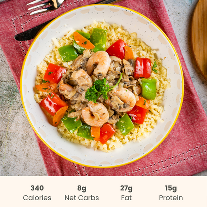 Spicy Shrimp Stir Fry on Cauliflower Rice