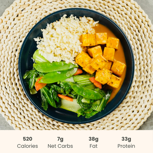 Thai Coconut Curry Tofu with Bok Choy over Cauliflower Rice