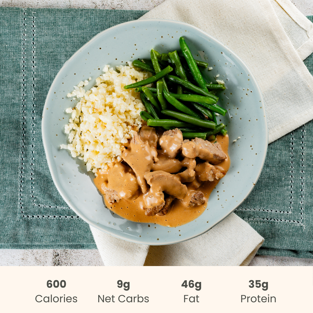 Thai Peanut Pork with Green Beans over Cauliflower Rice