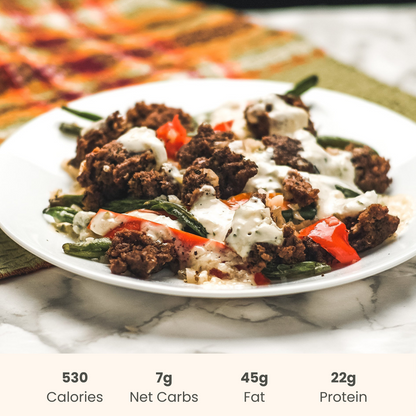 Greek Gyro Bowl with Lemon Dill Cauliflower Rice and Vegetables