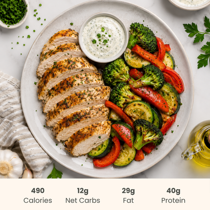 Ranch Chicken with Vegetables & Dip - ketolibriyum