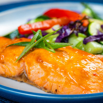 Salmon with Sweet Chili Glaze & Sesame Stir - Fry - ketolibriyum