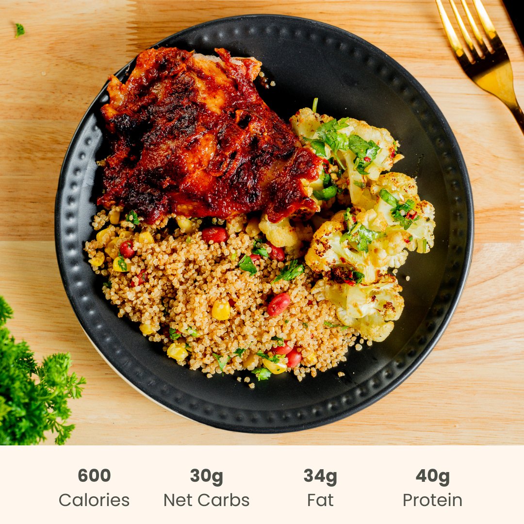 Sweet & Smokey Mexican Chicken with Mexican Quinoa & Lime Cilantro Cauliflower - ketolibriyum