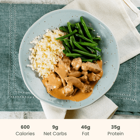 Thai Peanut Pork with Green Beans over Cauliflower Rice - ketolibriyum