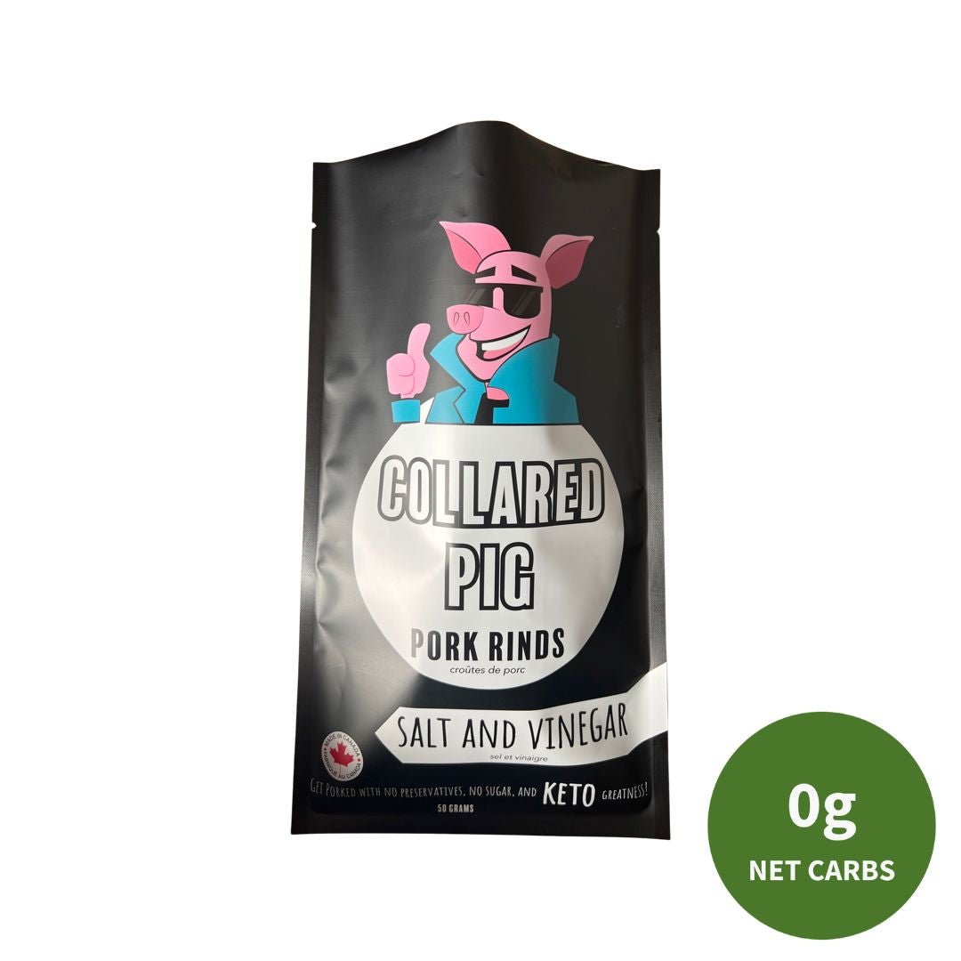 Collared Pig Pork Rinds: Salt and Vinegar - 0g Net Carb | 12g Protein | 107 Calories - ketolibriyum