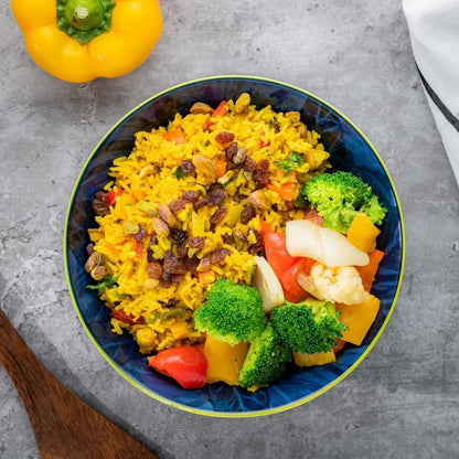 Fresh Bowl with Moroccan Spiced Vegetables & Rice | Vegan, Vegetarian, Mediterranean - 37g Net Carb | 10g Protein | 410 Calories - ketolibriyum