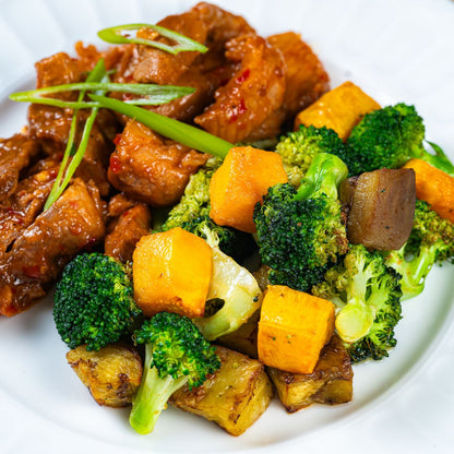 Garlic Ginger Sticky Pork with Stir Fry - ketolibriyum